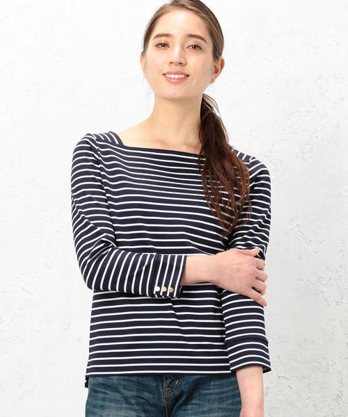 green label relaxing(グリーンレーベルリラクシング)の「KF リップルBOR スクエア/N POカットソー◆(Tシャツ/カットソー・レディース・オフホワイト/コバルトブルー/ネイビー・FREE)」の14枚目の写真