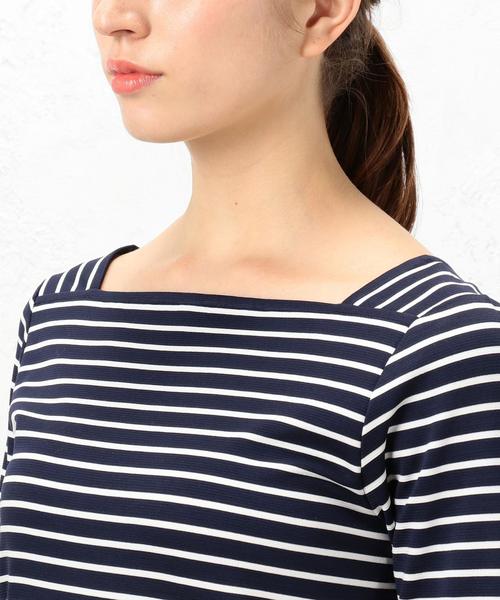 green label relaxing(グリーンレーベルリラクシング)の「KF リップルBOR スクエア/N POカットソー◆(Tシャツ/カットソー・レディース・オフホワイト/コバルトブルー/ネイビー・FREE)」の7枚目の写真