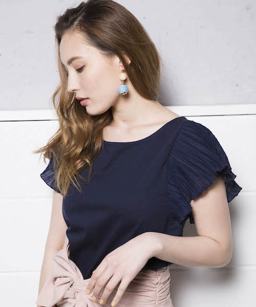 FREE'S MART(フリーズマート)の「【追加生産】袖プリーツカットソー(Tシャツ/カットソー・レディース・ブルー/ネイビー/ホワイト/ピンク・FREE)」の3枚目の写真