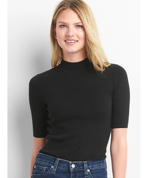 GAP(ギャップ)の「Gap 五分袖モックネック(ニット/セーター・レディース・ネイビー/ブラック・XXS/XS/M/L/S)」の2枚目の写真