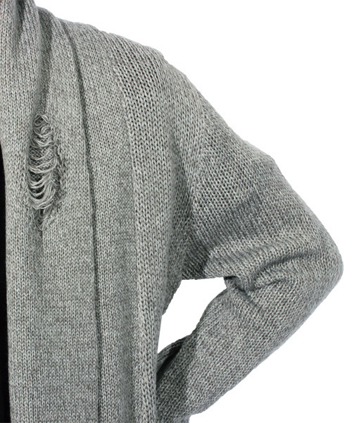 ８(eight)（エイト）の「ダメージ ニット ガウン コーディガン（カーディガン/ボレロ・メンズ・ブラック/グレー/カーキ・LARGE/MEDIUM/X-LARGE）」の11枚目の写真