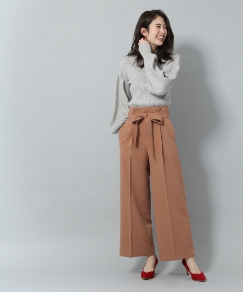 Andemiu（アンデミュウ）の「リボンツキワイドパンツ779254（その他パンツ・レディース・ブラック/キャメル・MEDIUM/SMALL）」の6枚目の写真