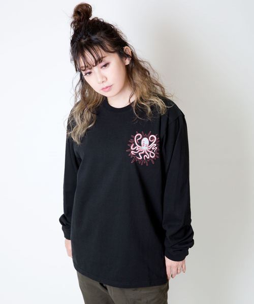 ROMPUS（ロンパース）の「ROMPUSのOCTOPUS TEEのロンT（Tシャツ/カットソー・レディース・ホワイト/ブラック・2/3/4）」の14枚目の写真