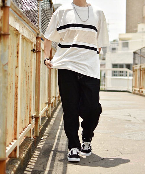 kutir（クティール）の「color bloking TEE / 配色ビッグTシャツ　ハーフスリーブ（Tシャツ/カットソー・メンズ・ホワイト/ブラック/ブラウン・MEDIUM/LARGE）」の6枚目の写真