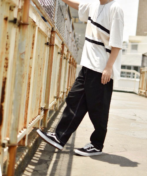 kutir（クティール）の「color bloking TEE / 配色ビッグTシャツ　ハーフスリーブ（Tシャツ/カットソー・メンズ・ホワイト/ブラック/ブラウン・MEDIUM/LARGE）」の7枚目の写真