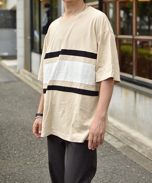 kutir（クティール）の「color bloking TEE / 配色ビッグTシャツ　ハーフスリーブ（Tシャツ/カットソー・メンズ・ホワイト/ブラック/ブラウン・MEDIUM/LARGE）」の13枚目の写真