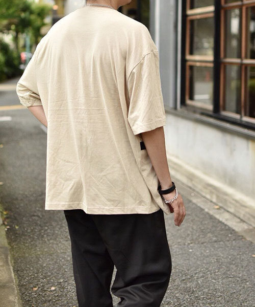 kutir（クティール）の「color bloking TEE / 配色ビッグTシャツ　ハーフスリーブ（Tシャツ/カットソー・メンズ・ホワイト/ブラック/ブラウン・MEDIUM/LARGE）」の14枚目の写真