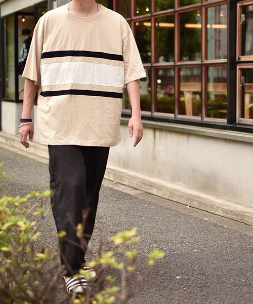 kutir（クティール）の「color bloking TEE / 配色ビッグTシャツ　ハーフスリーブ（Tシャツ/カットソー・メンズ・ホワイト/ブラック/ブラウン・MEDIUM/LARGE）」の15枚目の写真