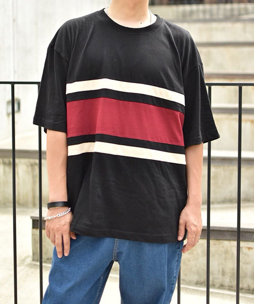 kutir（クティール）の「color bloking TEE / 配色ビッグTシャツ　ハーフスリーブ（Tシャツ/カットソー・メンズ・ホワイト/ブラック/ブラウン・MEDIUM/LARGE）」の17枚目の写真