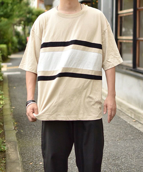 kutir（クティール）の「color bloking TEE / 配色ビッグTシャツ　ハーフスリーブ（Tシャツ/カットソー・メンズ・ホワイト/ブラック/ブラウン・MEDIUM/LARGE）」の18枚目の写真