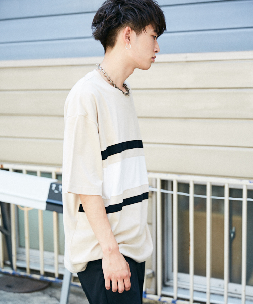 kutir（クティール）の「color bloking TEE / 配色ビッグTシャツ　ハーフスリーブ（Tシャツ/カットソー・メンズ・ホワイト/ブラック/ブラウン・MEDIUM/LARGE）」の19枚目の写真