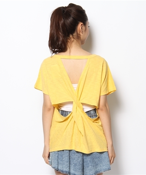 Kastane（カスタネ）の「【Kastane】BACKねじれNYCT（Tシャツ/カットソー・レディース・オフホワイト/イエロー・FREE）」の5枚目の写真