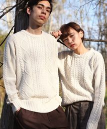 ZIP FIVE | クルーネックケーブルニットセーター(ニット/セーター)