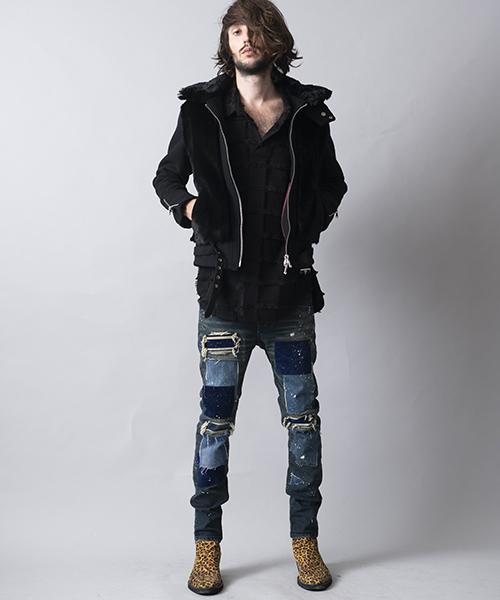 NO ID　グリズリーファーライダースジャケット NO ID.（ノーアイディ）の「mj5961-ウール×フェイクファーグリズリー