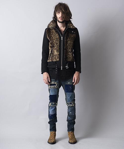 NO ID　グリズリーファーライダースジャケット NO ID.（ノーアイディ）の「mj5961-ウール×フェイクファーグリズリー