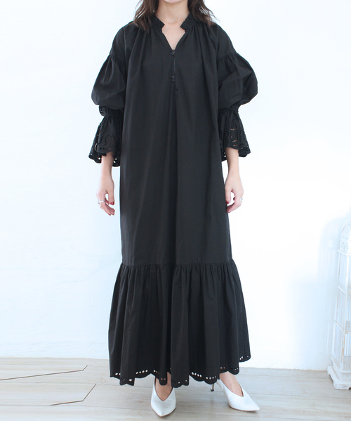 美品　MARILYN MOON 定価3.2万　カットワーク刺繍コットンワンピース Marilyn Moon（マリリンムーン）の「カットワーク刺繍コットン