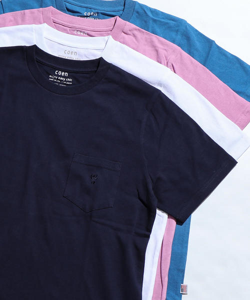 coen（コーエン）の「USAコットンクルーネックTシャツ（Tシャツ/カットソー・メンズ・ホワイト/ネイビー・X-LARGE/LARGE/SMALL/MEDIUM）」の2枚目の写真