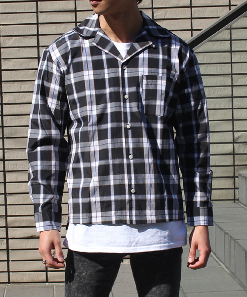 VIBGYOR(ヴィブジョー)の「VIBGYOR Select/ オープンカラー チェックシャツ(シャツ/ブラウス・メンズ・ブラック系その他/グレー系その他/ベージュ系その他/ベージュ系その他2・MEDIUM/LARGE/X-LARGE)」の1枚目の写真
