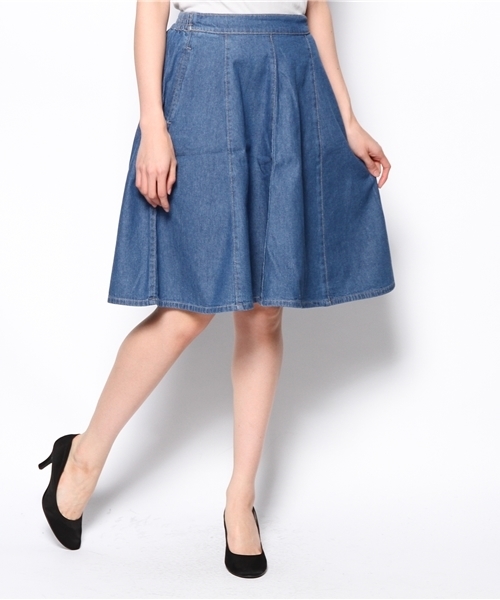 WEGO（ウィゴー）の「WEGO/デニムミドルフレアスカート（デニムスカート・レディース・インディゴブルー/ダークインディゴブルー/ライトインディゴブルー・FREE）」の2枚目の写真