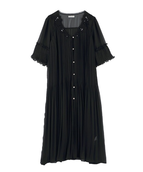 axes femme(アクシーズファム)の「プリーツガウンワンピース(カーディガン/ボレロ・レディース・ブラック/ホワイト/サックスブルー・MEDIUM)」の3枚目の写真