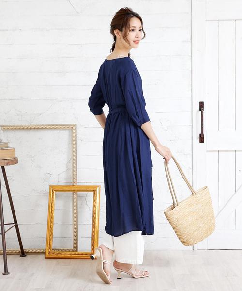 Doula Doula（ドゥーラドゥーラ）の「2wayカシュクールロングカーディガン　ワンピース（カーディガン/ボレロ・レディース・ブラック/ベージュ/ネイビー/ホワイト・M/L）」の19枚目の写真