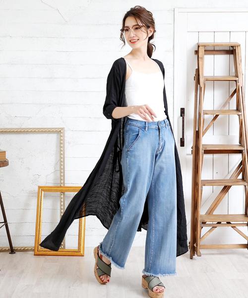 Doula Doula（ドゥーラドゥーラ）の「2wayカシュクールロングカーディガン　ワンピース（カーディガン/ボレロ・レディース・ブラック/ベージュ/ネイビー/ホワイト・M/L）」の11枚目の写真