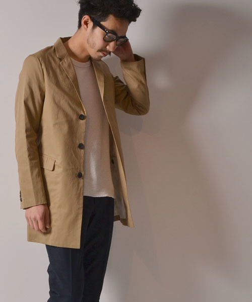 AMERICAN RAG CIE（アメリカンラグシー）の「AMERICAN RAG CIE コットンチェスターコート 114-AKS-M141-CO029∴（チェスターコート・メンズ・ネイビー/ベージュ/カーキ・2/1/3）」の2枚目の写真