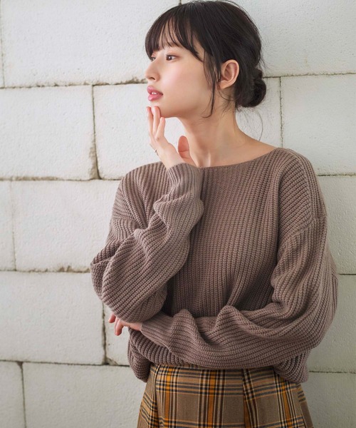 GeeRA（ジーラ）の「ボートネックドルマンあぜ編ニット（ニット/セーター・レディース・モカ/ブラック/グリーン・X-LARGE/MEDIUM/LARGE）」の10枚目の写真
