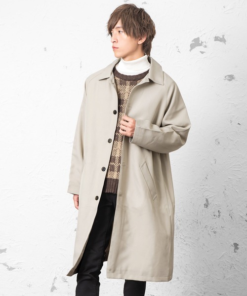 MinoriTY（マイノリティ）の「ビッグシルエットステンカラーコート スプリングコート ライトアウター（ステンカラーコート・メンズ・ブラック/ベージュ/ブルーグリーン/テラコッタ・M/L）」の3枚目の写真