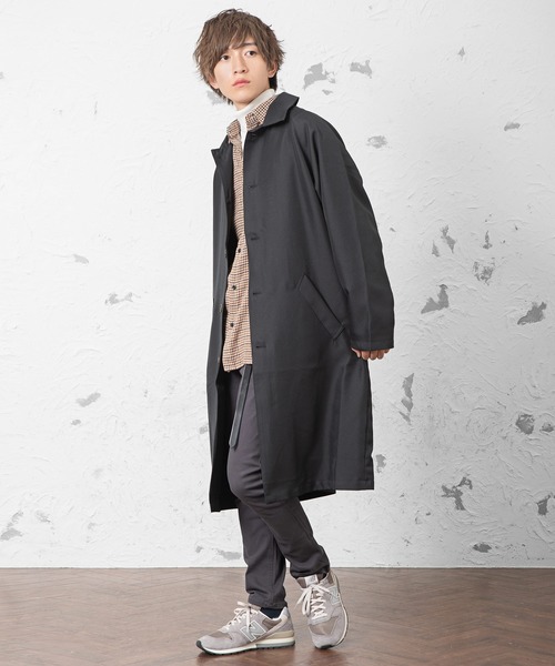 MinoriTY（マイノリティ）の「ビッグシルエットステンカラーコート スプリングコート ライトアウター（ステンカラーコート・メンズ・ブラック/ベージュ/ブルーグリーン/テラコッタ・M/L）」の9枚目の写真