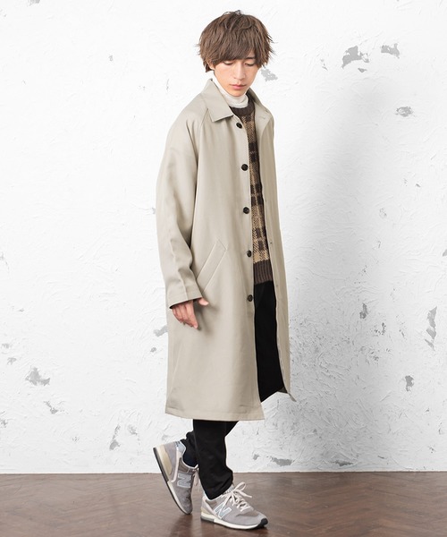 MinoriTY（マイノリティ）の「ビッグシルエットステンカラーコート スプリングコート ライトアウター（ステンカラーコート・メンズ・ブラック/ベージュ/ブルーグリーン/テラコッタ・M/L）」の11枚目の写真