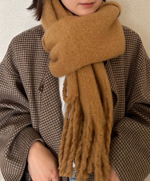 PARKS TOKYO SELECT(パークストウキョウセレクト)の「ボリュームフリンジストール(ストール/スヌード)」|ライトブラウン