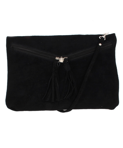 mystic（ミスティック）の「スウェードフリンジミニショルダー（ショルダーバッグ・レディース・ブラック/レッド/ネイビー/ライトグレー・ﾌﾘ-）」の2枚目の写真
