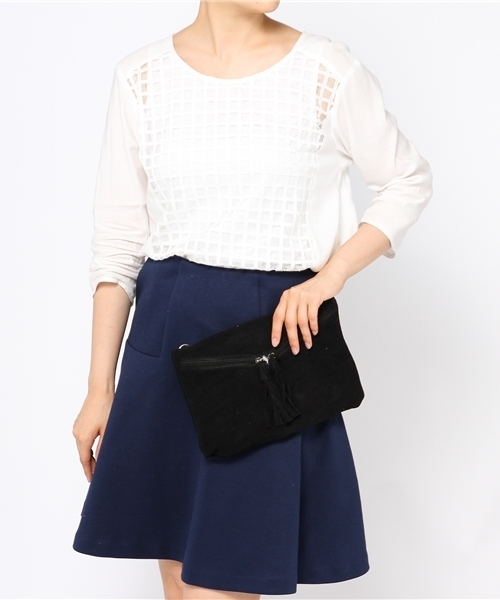 mystic（ミスティック）の「スウェードフリンジミニショルダー（ショルダーバッグ・レディース・ブラック/レッド/ネイビー/ライトグレー・ﾌﾘ-）」の11枚目の写真