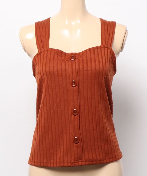 SpRay（スプレイ）の「ワイドリブバッククロスタンク（タンクトップ・レディース・ブラック/アイボリー/モカ/グレイッシュベージュ/ダークオレンジ・FREE）」の11枚目の写真