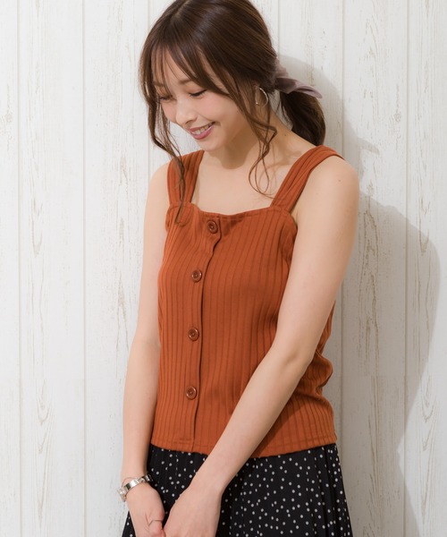 SpRay（スプレイ）の「ワイドリブバッククロスタンク（タンクトップ・レディース・ブラック/アイボリー/モカ/グレイッシュベージュ/ダークオレンジ・FREE）」の19枚目の写真