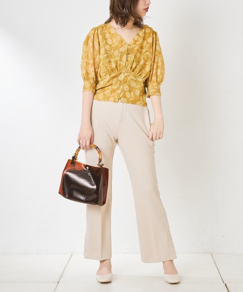 natural couture（ナチュラルクチュール）の「カットジョーゼットサイドペンツパンツ（その他パンツ・レディース・ブルー/ベージュ/ライトベージュ・SMALL/LARGE/MEDIUM）」の9枚目の写真