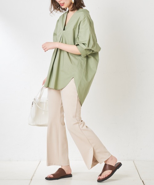 natural couture（ナチュラルクチュール）の「カットジョーゼットサイドペンツパンツ（その他パンツ・レディース・ブルー/ベージュ/ライトベージュ・SMALL/LARGE/MEDIUM）」の12枚目の写真