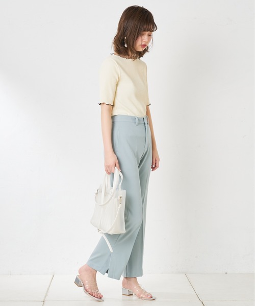 natural couture（ナチュラルクチュール）の「カットジョーゼットサイドペンツパンツ（その他パンツ・レディース・ブルー/ベージュ/ライトベージュ・SMALL/LARGE/MEDIUM）」の7枚目の写真