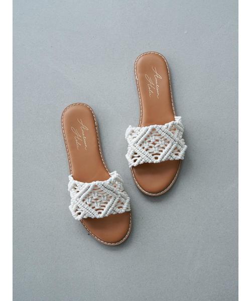 AMERICAN HOLIC（アメリカンホリック）の「マクラメフラットサンダル　＊（サンダル・レディース・ベージュ/アイボリー・S/M/L）」の2枚目の写真