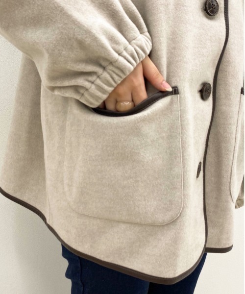 apres jour(アプレジュール)の「パイピングショートコート【ZOZOTOWN限定アイテム】20AW☆(ダウンジャケット/コート・レディース・モカ/ライトベージュ・フリー)」の4枚目の写真