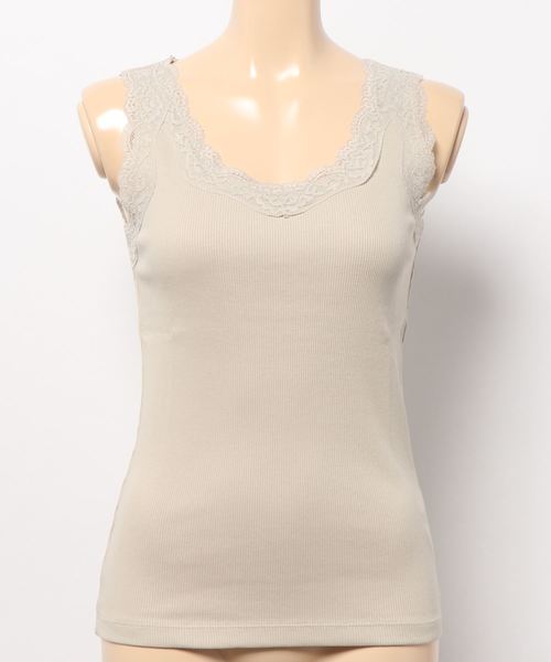 AMERICAN HOLIC（アメリカンホリック）の「レーステレコタンクトップ　＊（タンクトップ・レディース・チャコールグレー/ブラック/オフホワイト/アイボリー・M/L）」の8枚目の写真
