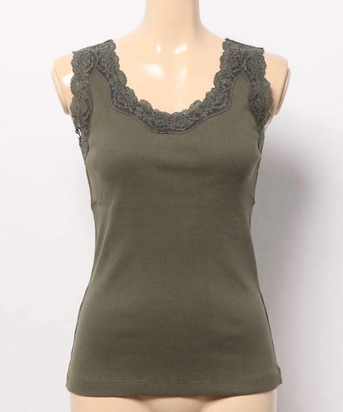 AMERICAN HOLIC（アメリカンホリック）の「レーステレコタンクトップ　＊（タンクトップ・レディース・チャコールグレー/ブラック/オフホワイト/アイボリー・M/L）」の9枚目の写真