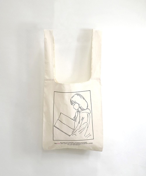 Confirm(コンファーム)の「Confirm / コンファーム ガールイラストプリントエコバッグ(エコバッグ/サブバッグ・メンズ・ホワイト系その他2/ホワイト/ホワイト系その他・FREE)」の1枚目の写真