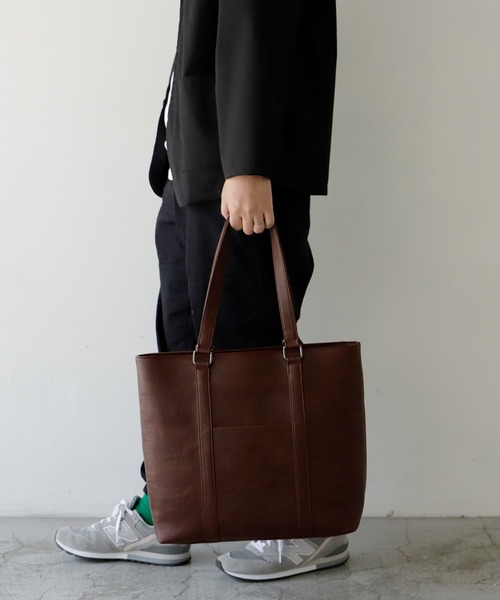 VitaFelice（ヴィータフェリーチェ）の「スクエアビッグトートバッグ（ビジネスバッグ・メンズ・ブラウン/ダークグレー/ブラック/ダークブラウン・FREE）」の6枚目の写真