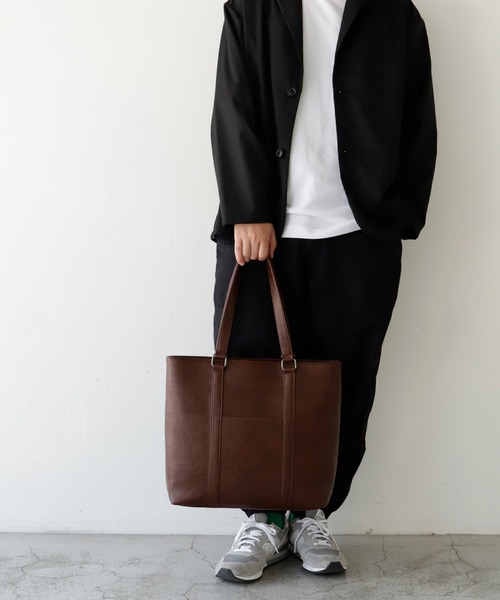 VitaFelice（ヴィータフェリーチェ）の「スクエアビッグトートバッグ（ビジネスバッグ・メンズ・ブラウン/ダークグレー/ブラック/ダークブラウン・FREE）」の5枚目の写真