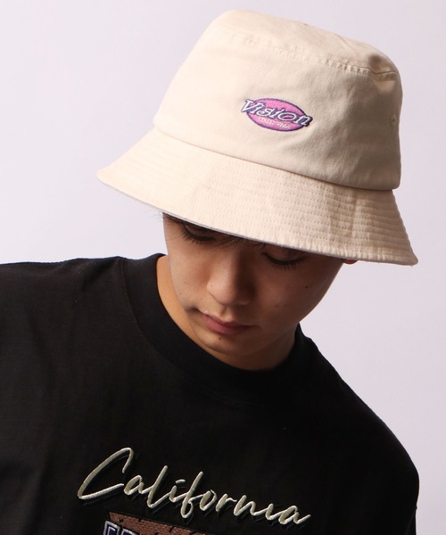 VISION STREET WEAR(ヴィジョンストリートウェア)の「VISION STREET WEAR ヴィンテージ刺繍バケットハット(ハット・メンズ・ブラック/アイボリー/ダークパープル・FREE)」の2枚目の写真