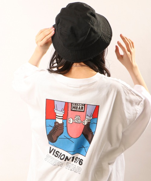 VISION STREET WEAR(ヴィジョンストリートウェア)の「VISION STREET WEAR ヴィンテージ刺繍バケットハット(ハット・メンズ・ブラック/アイボリー/ダークパープル・FREE)」の12枚目の写真
