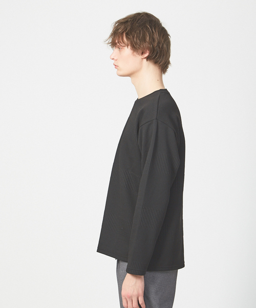 ABAHOUSE(アバハウス)の「ジャガード切り替えクルーネック カットソー(Tシャツ/カットソー・メンズ・ブラック/ネイビー/グレー・44/46/48)」の5枚目の写真