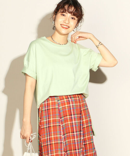 NOLLEY’S(ノーリーズ)の「ハイゲージ天竺半袖プルオーバーカットソー(Tシャツ/カットソー・レディース・ホワイト/グレー/ミント/ベージュ・38)」の7枚目の写真